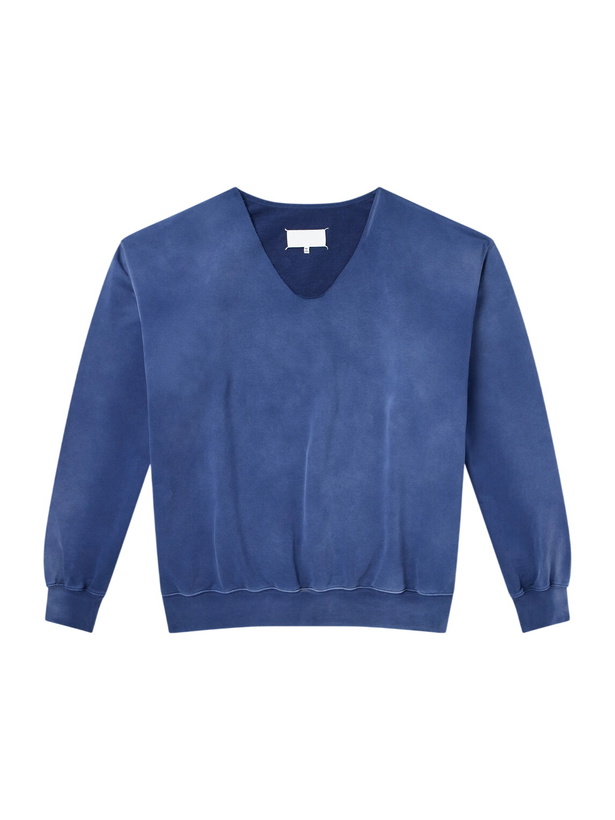 Photo: Maison Margiela - Washed Cotton-Jersey Sweatshirt - Blue