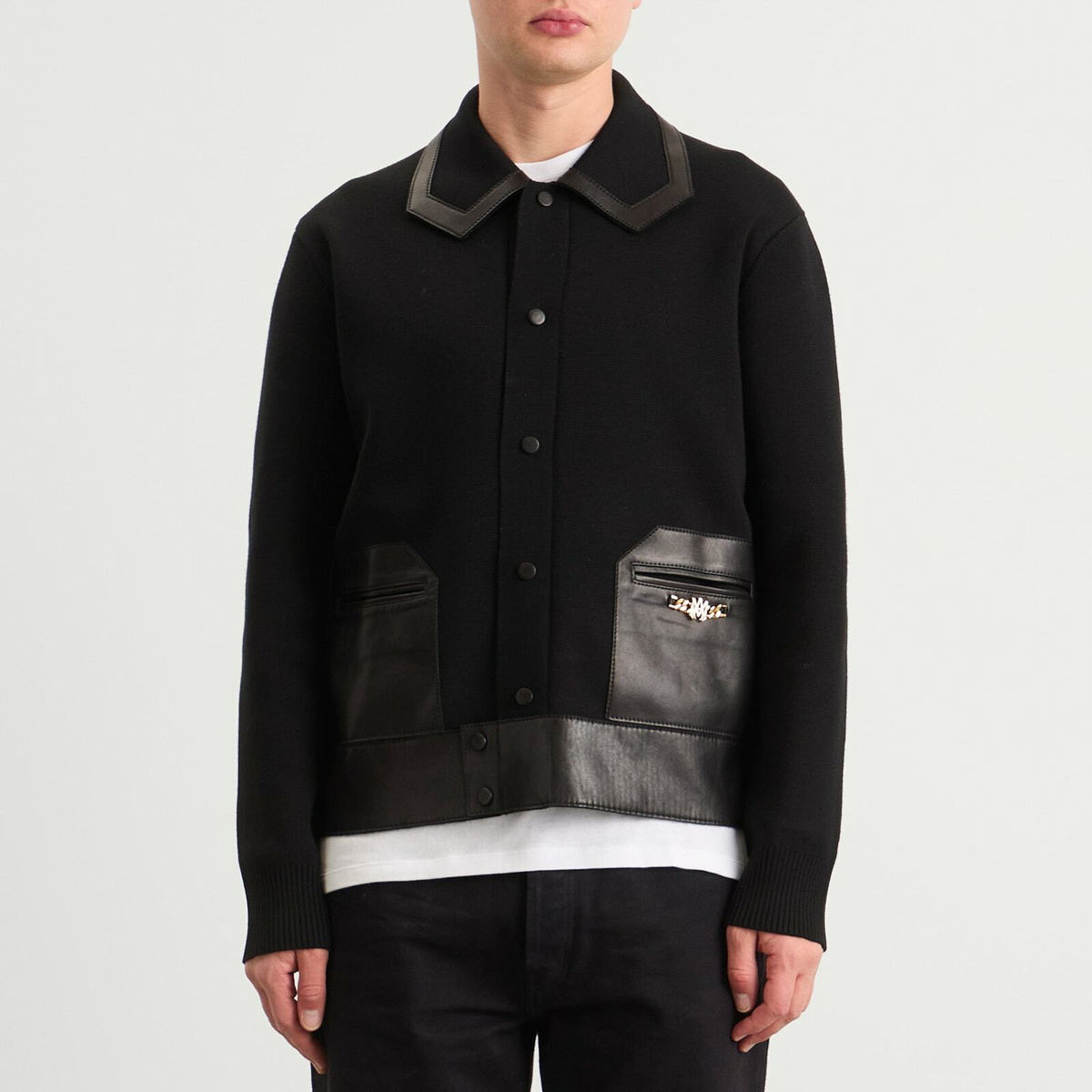 AMIRI Men's Leather Patch MA Cardigan in Black