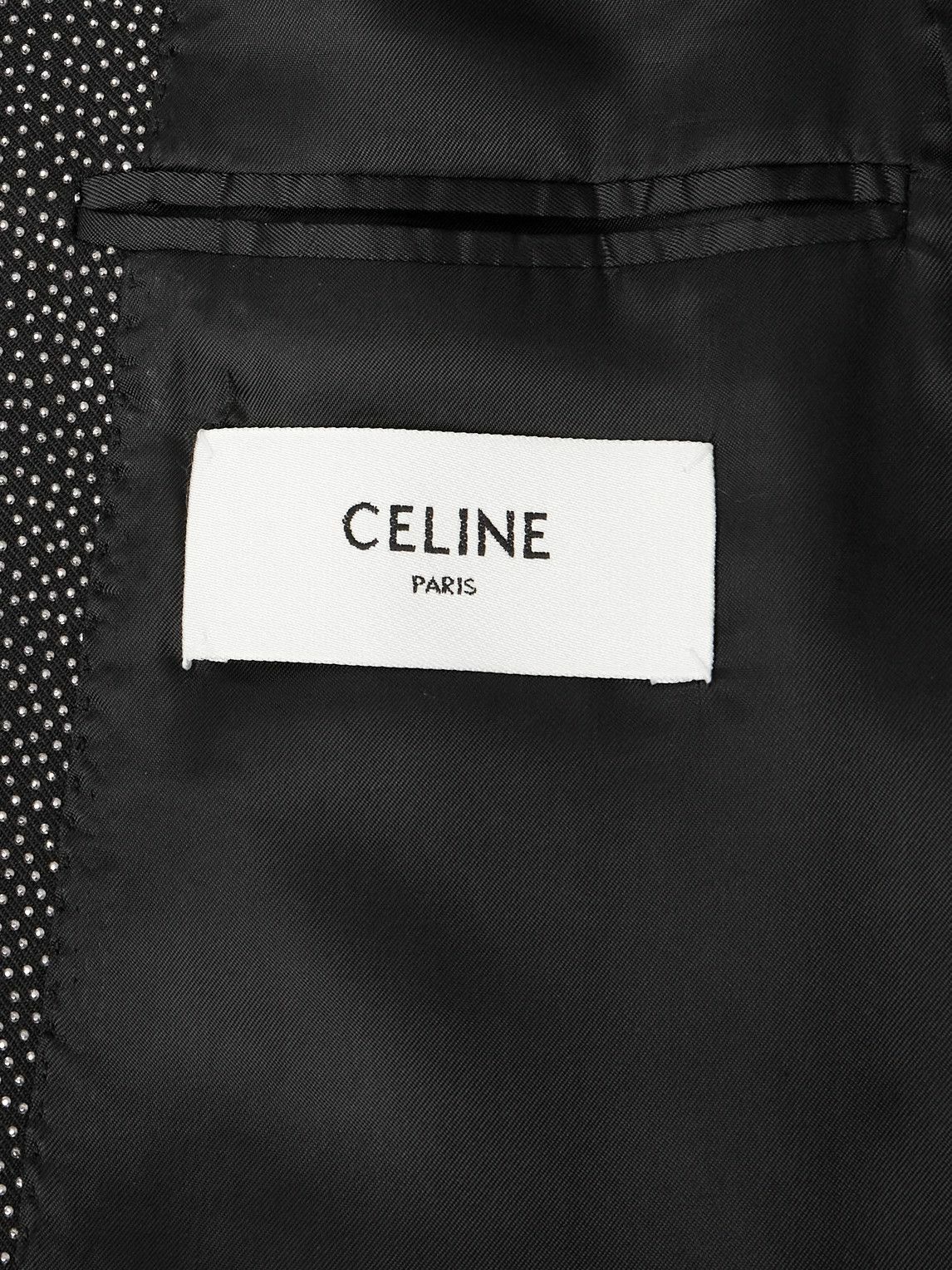 CELINE - Crystal-Embellished Virgin Wool-Gabardine Blazer - Black