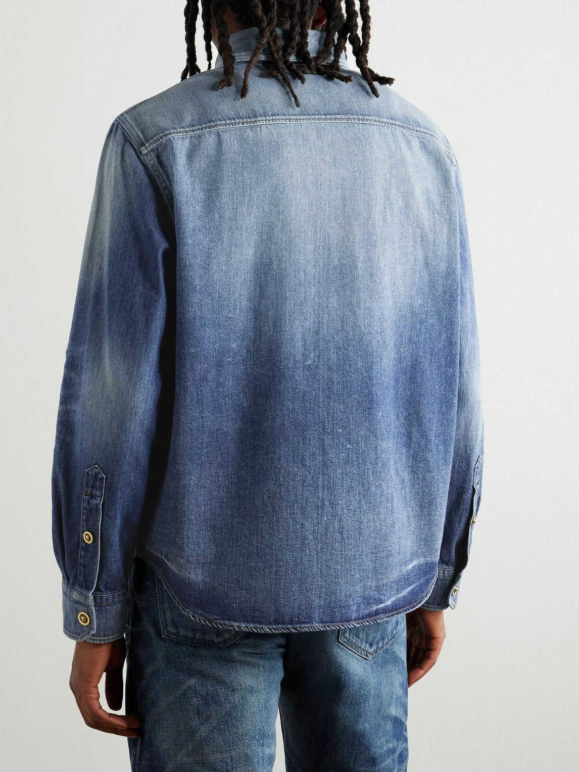 Versace - Button-Down Collar Denim Overshirt - Blue