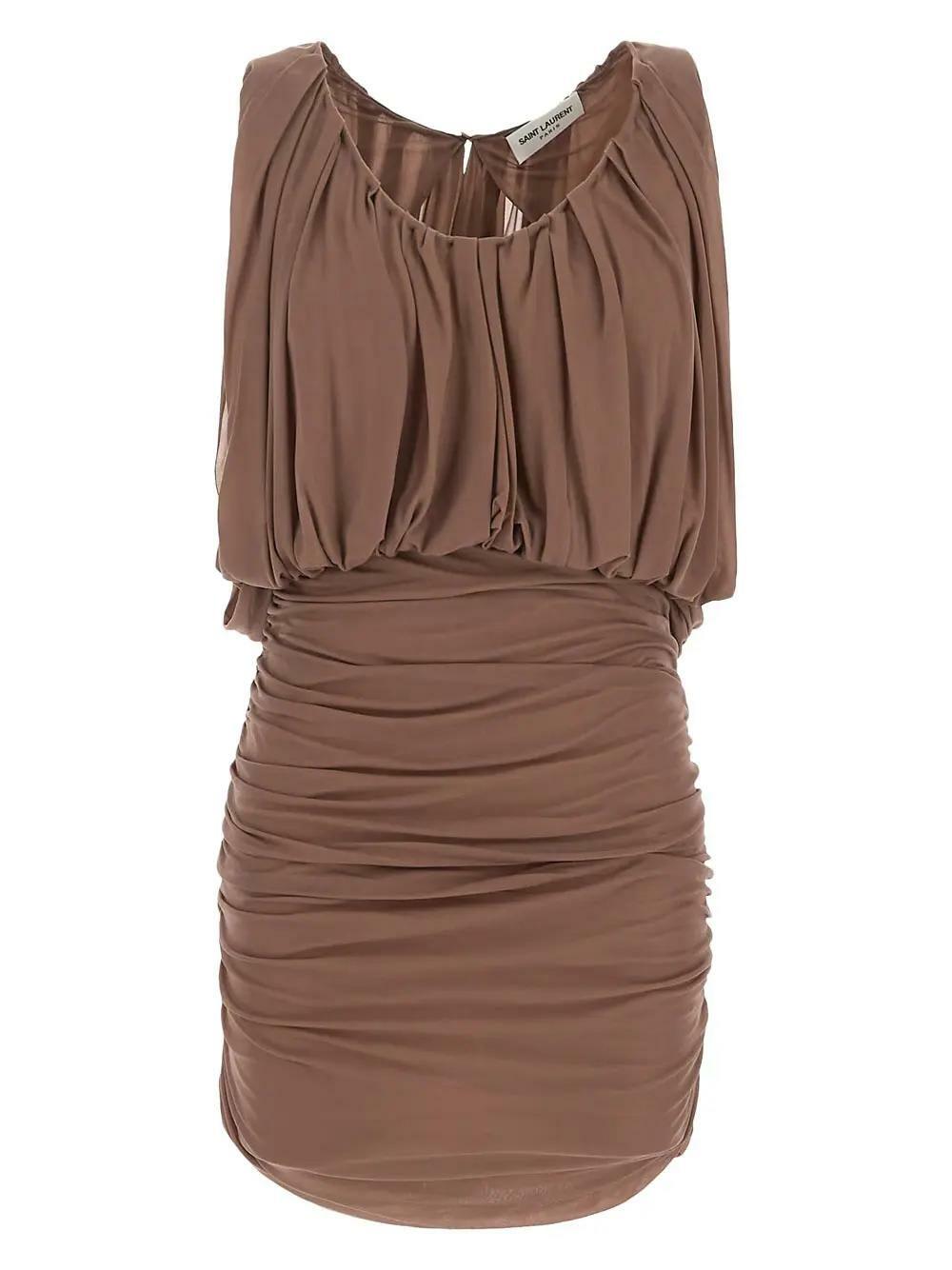 ワンピース SAINT LAURENT Biscuit Velvet Mini Dress Saint Laurent Biscuit Velvet Mini Dress Saint Laurent