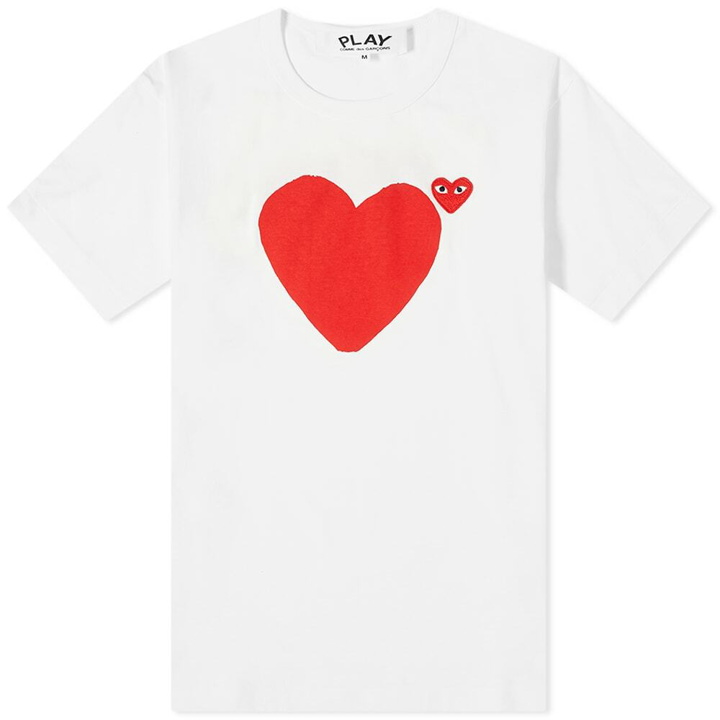 Photo: Comme des Garçons Play Men's Front & Back Heart T-Shirt in White