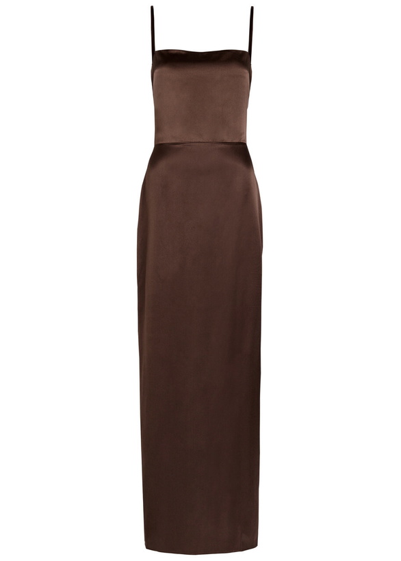Photo: Reformation Frankie Silk Maxi Dress Brown