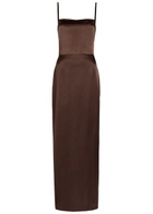 Reformation Frankie Silk Maxi Dress Brown