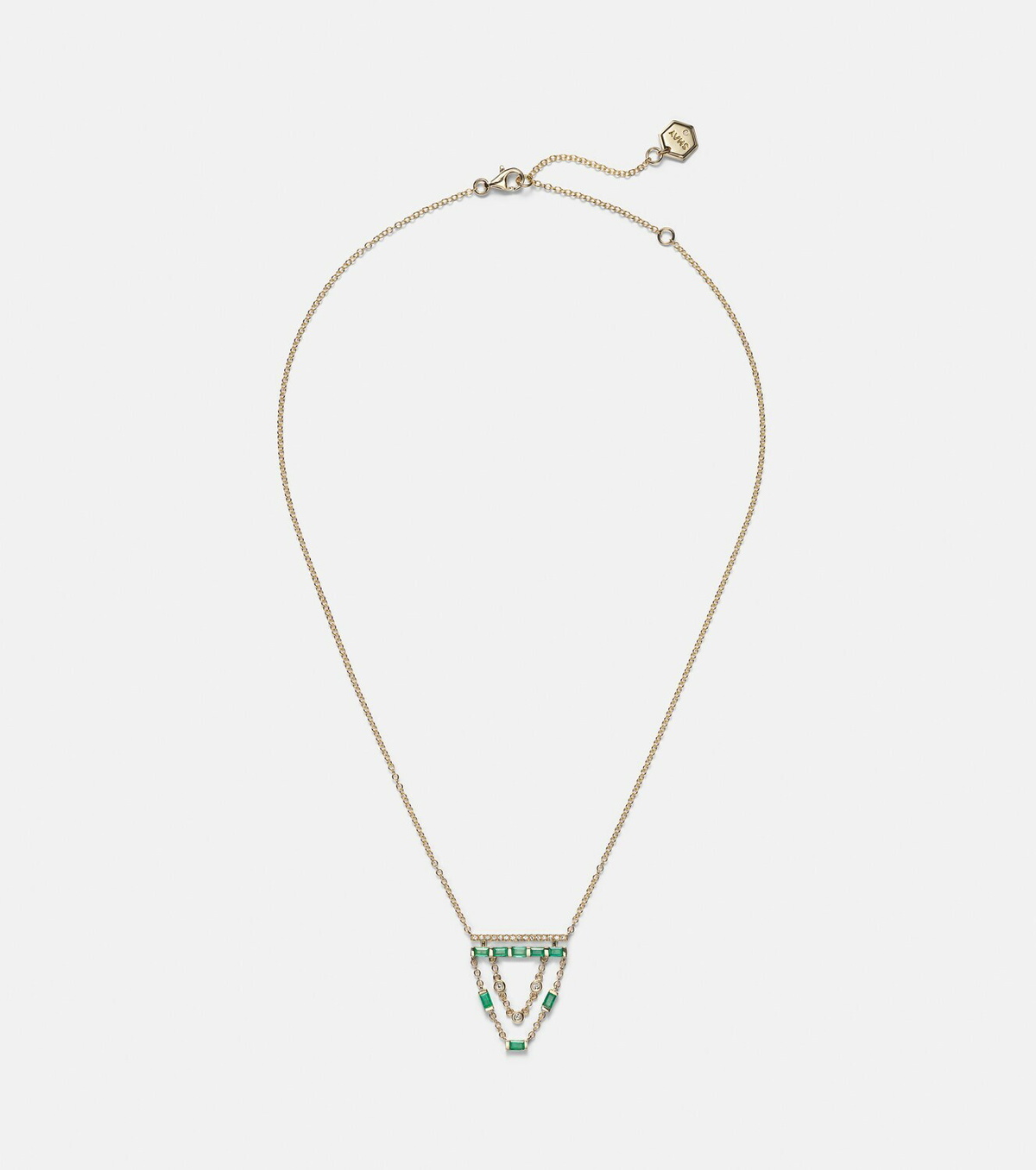 Shay Jewelry 18kt gold necklace with emeralds and diamonds