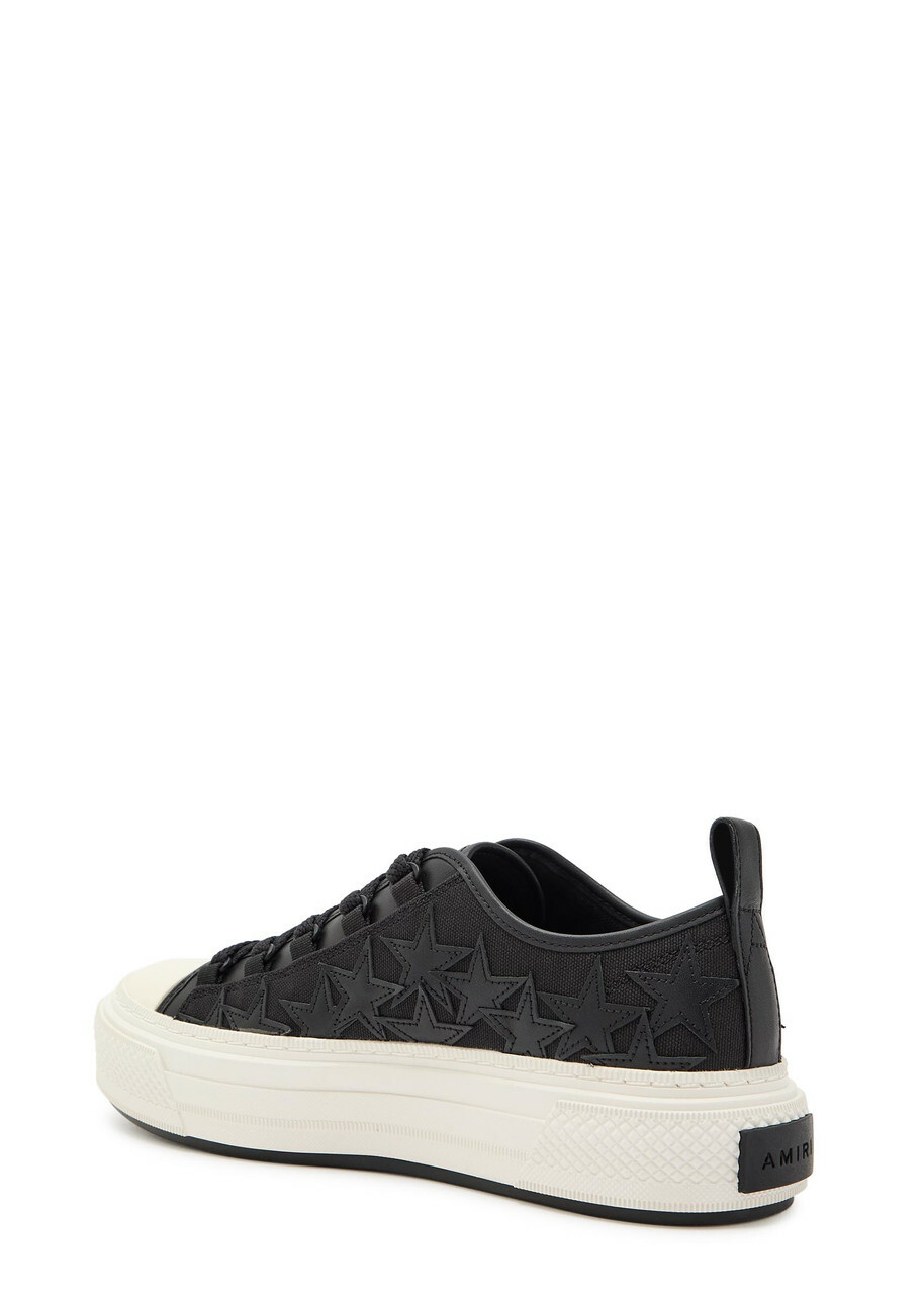 Amiri Stars Appliquéd Leather and Canvas Sneakers Black