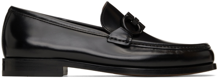 Photo: Salvatore Ferragamo Black Rolo 10 Mocassin Loafers