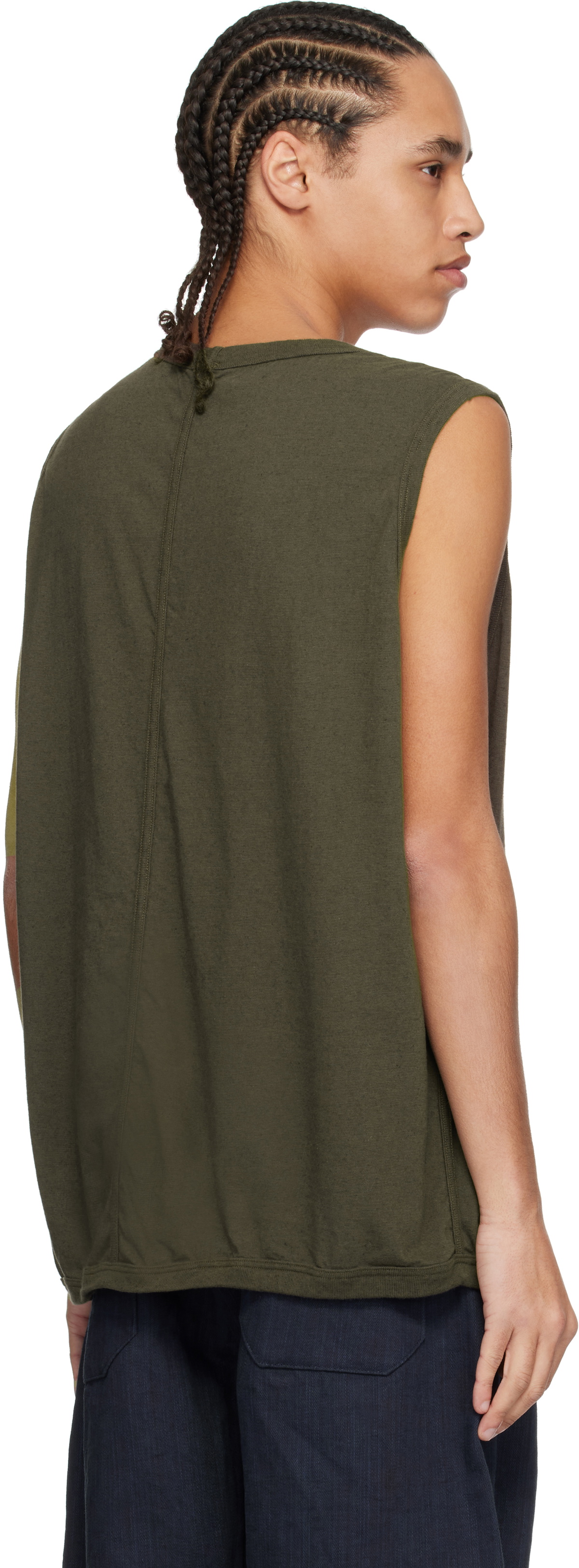 Jan-Jan Van Essche Khaki O-Project Cotton Hemp Jersey Tank Top