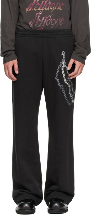 Photo: We11done Black Chain Embroidered Sweatpants