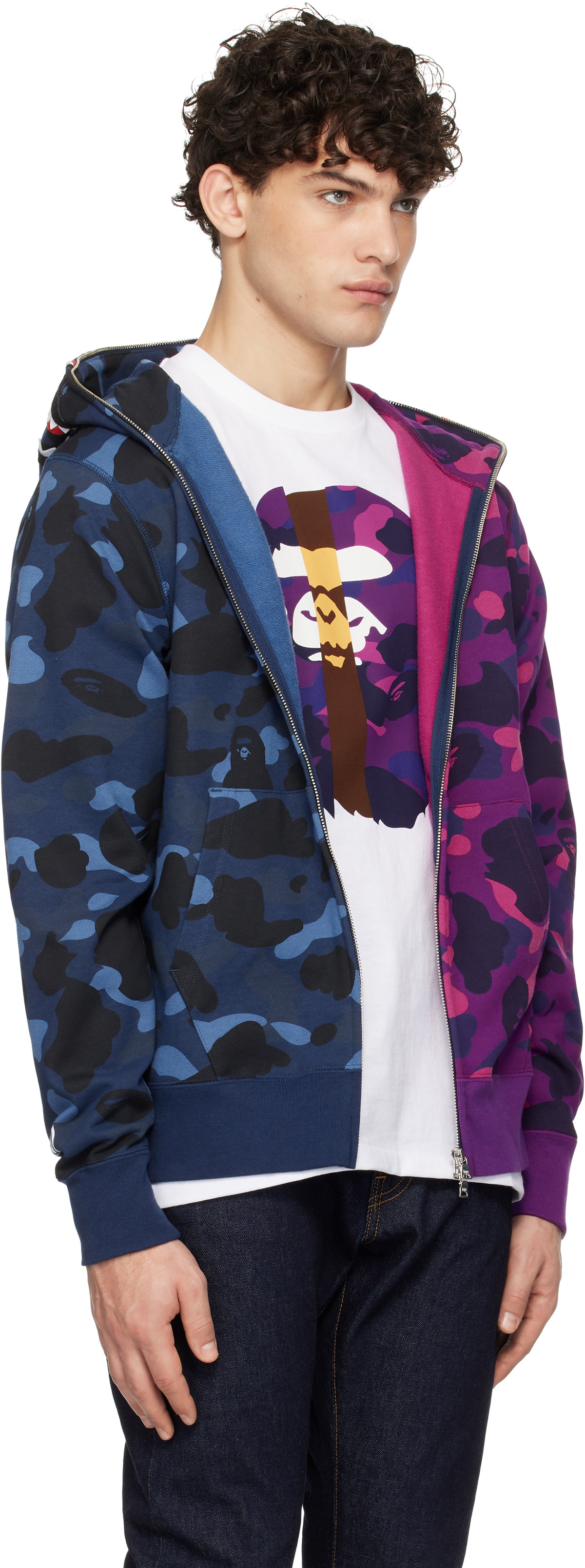 ラビット BAPE DCコラボ パーカー L ネイビー x パープル ラビット BAPE DCコラボ パーカー L ネイビー x パープル ラビット