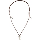 Marni Silver and Brown Robot Pendant Necklace