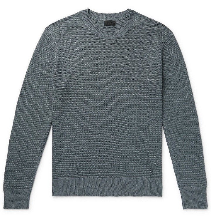 Photo: Club Monaco - Textured Linen and Cotton-Blend Sweater - Blue