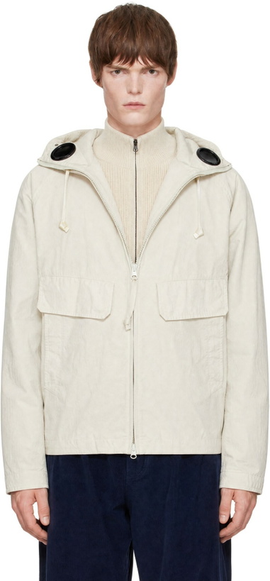 Photo: C.P. Company Off-White Twill Mixed Explorer Jacket