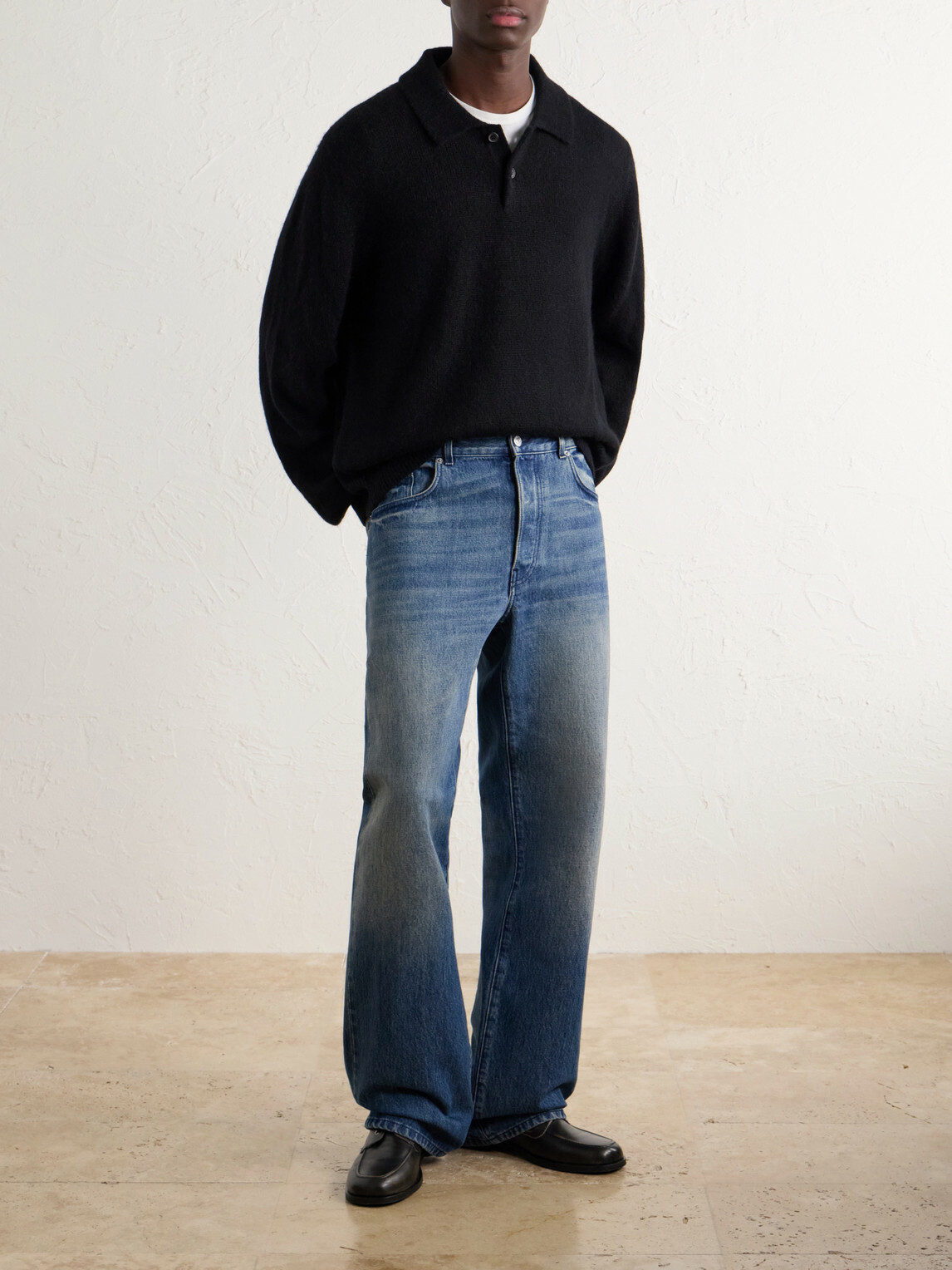 Corridor - Woven Alpaca-Blend Polo Sweater - Black