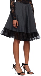 We11done Black Flared Midi Skirt