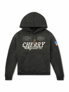 Cherry Los Angeles - Hollywood Logo-Print Embroidered Cotton-Jersey Hoodie - Black