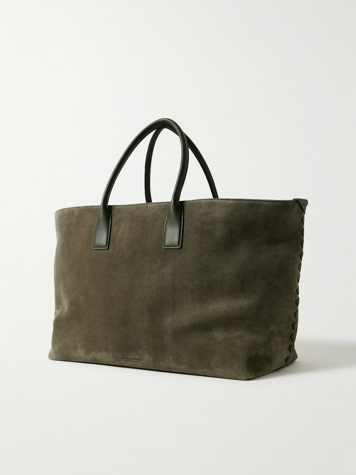 トートバッグ BOTTEGA VENETA BISCUIT SUEDE LARGE CABAT SHOPPING BAG Bottega Veneta - Large Cabat Taupe Gray Suede Woven Tote