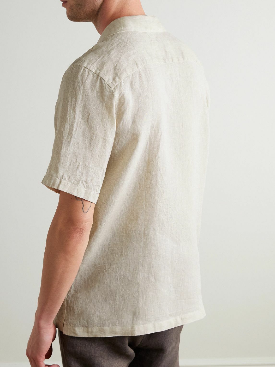 Kingsman - Drake's Convertible-Collar Linen Shirt - Neutrals
