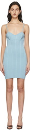 Herve Leger Blue Ottoman Sweetheart Mini Dress