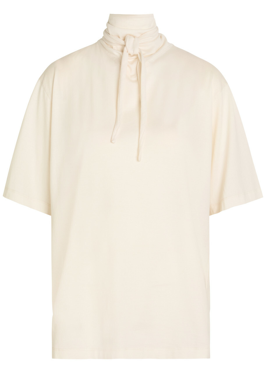 Lemaire Foulard-neck Cotton T-shirt Cream