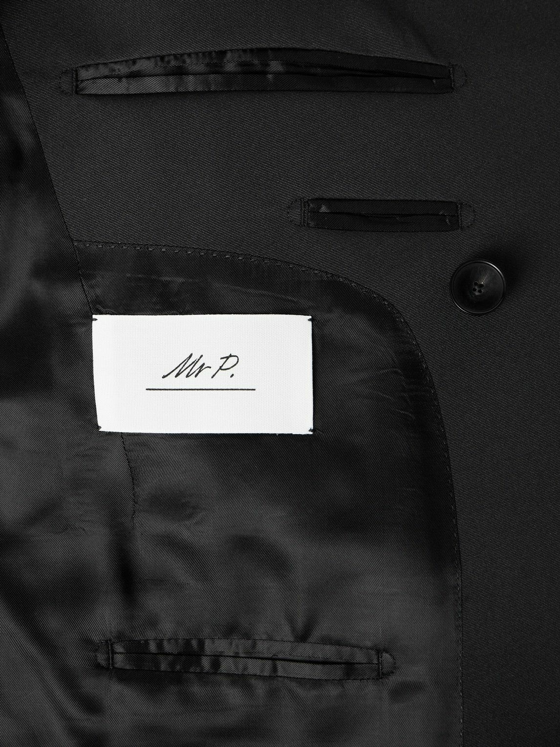 Mr P. - Double-Breasted Slim-Fit Satin-Trimmed Virgin Wool-Twill Tuxedo Jacket - Black