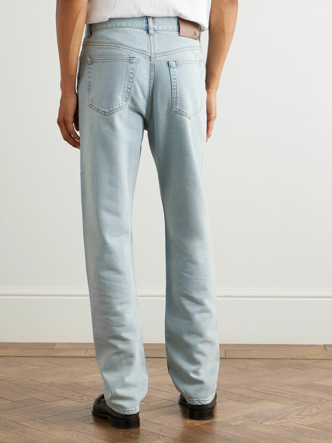 Dunhill - Slim-Fit Straight-Leg Cotton and Mulberry Silk-Blend Denim Jeans - Blue