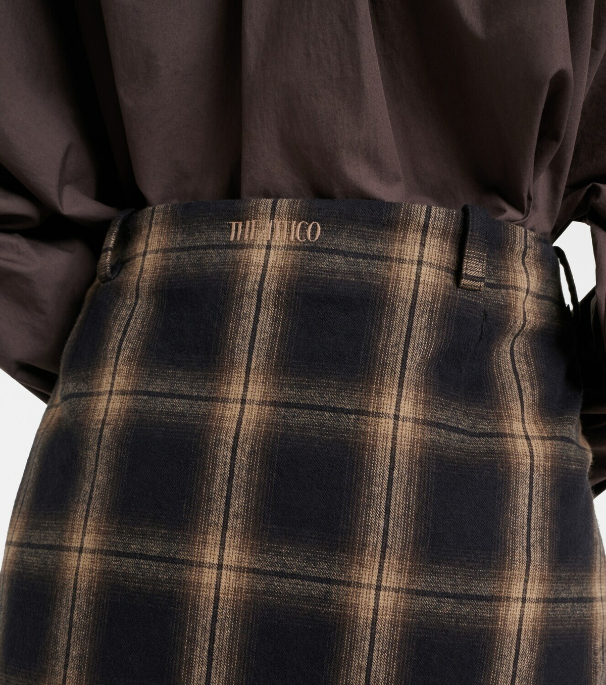 The Attico Plaid pleated cotton midi skirt