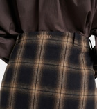 The Attico Plaid pleated cotton midi skirt