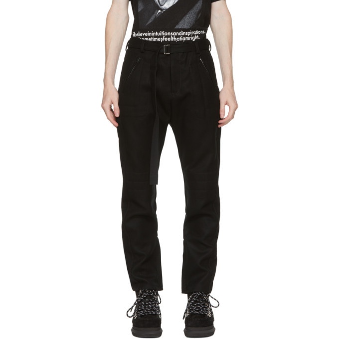 Photo: Sacai Black Wool Belted Trousers