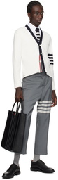 Thom Browne White 4-Bar Cardigan