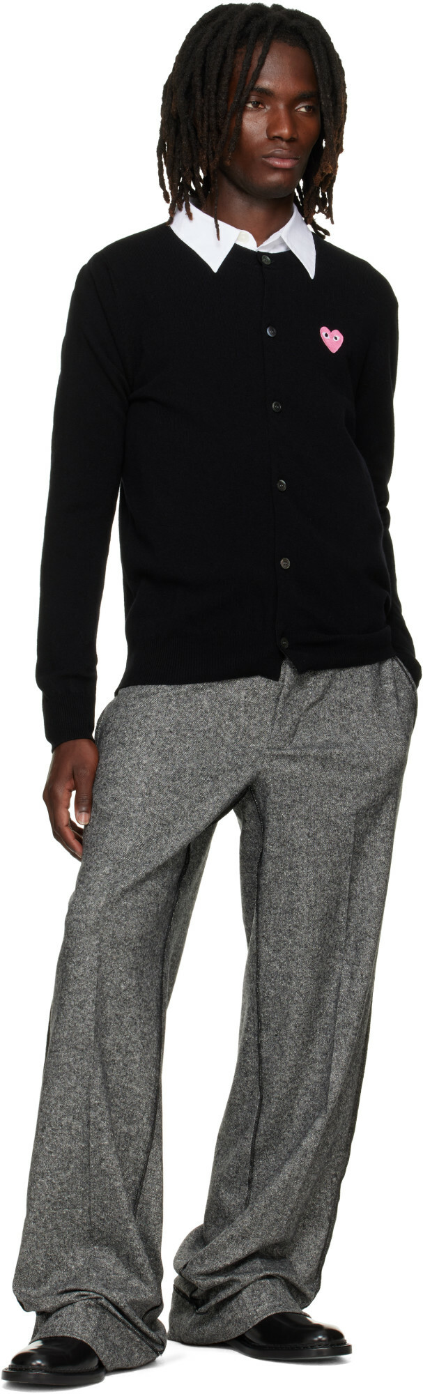 COMME des GARÇONS PLAY Black Heart Emblem Round Neck Cardigan
