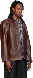 Studio Nicholson Brown Landau Leather Jacket