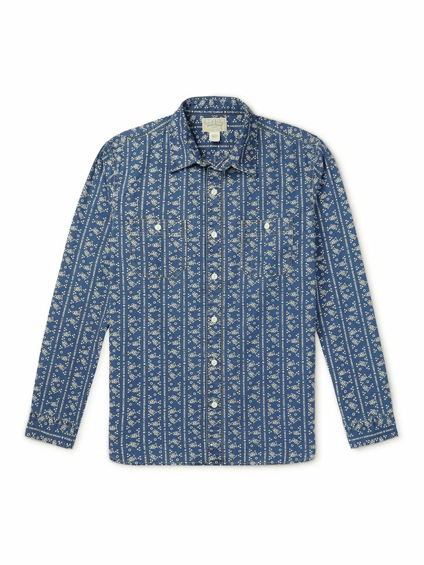 Photo: RRL - Indigo-Dyed Logo-Print Cotton-Twill Shirt - Blue