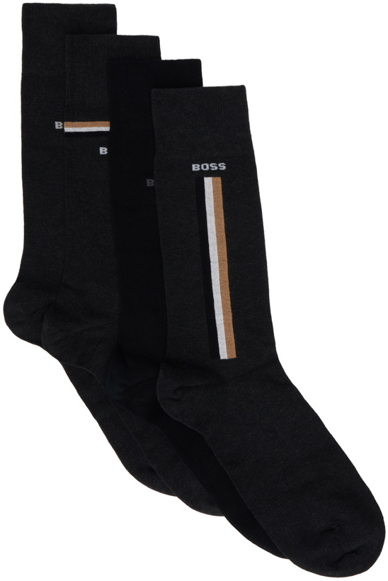 Photo: BOSS Four-Pack Gray & Black Socks