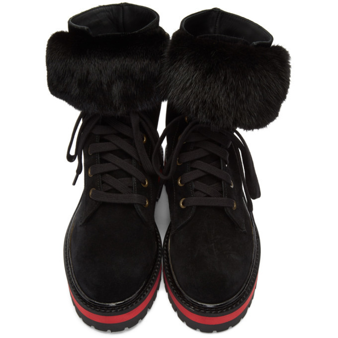 Mr and Mrs Italy Black Combat Boots