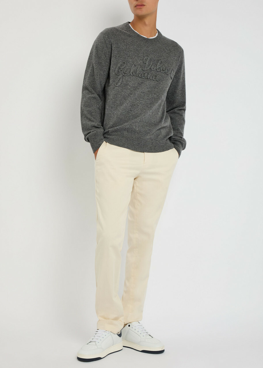Dolce & Gabbana Logo-appliquéd Wool Sweatshirt Anthracite