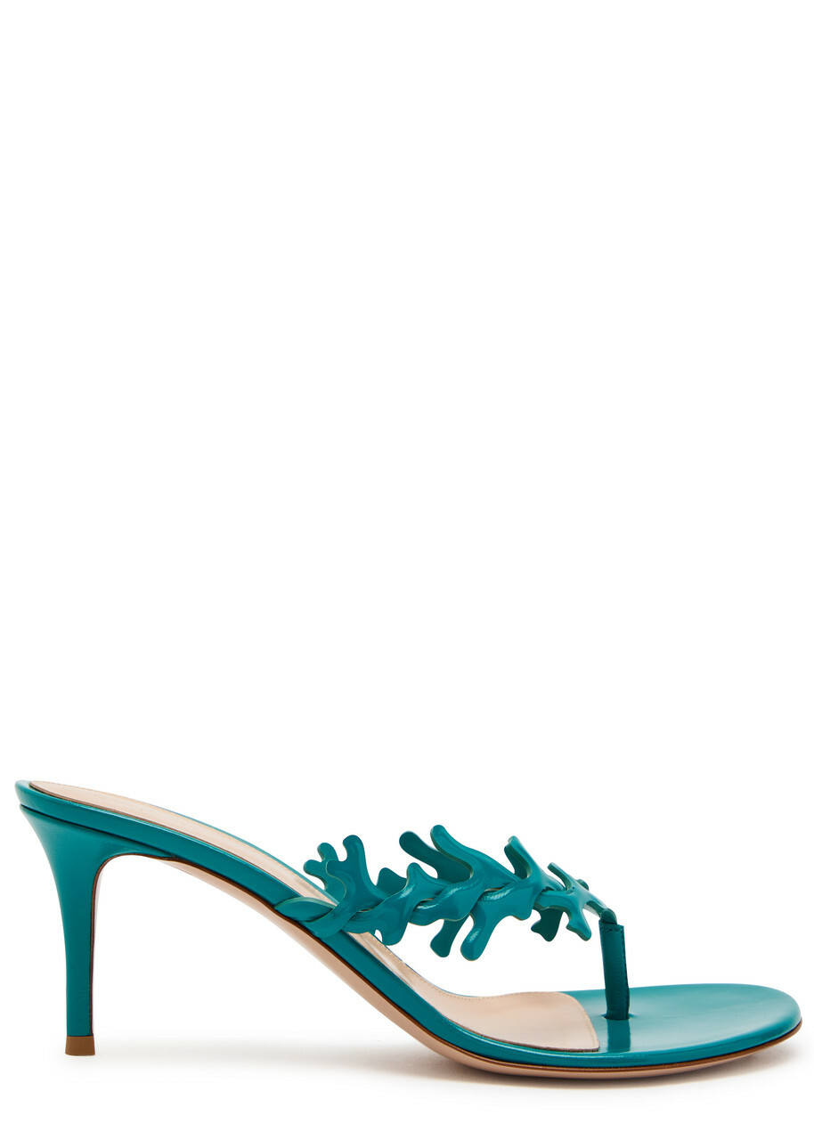 Gianvito Rossi Ocean 70 Patent Leather Thong Mules Teal