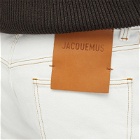 Jacquemus Men's Droit Large Tab Denim Jeans in Off White