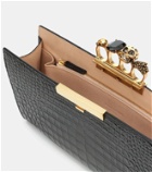 Alexander McQueen Four Ring Small croc-effect leather clutch