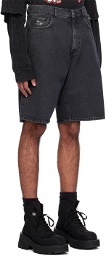 1017 ALYX 9SM Black Distressed Carpenter Denim Shorts