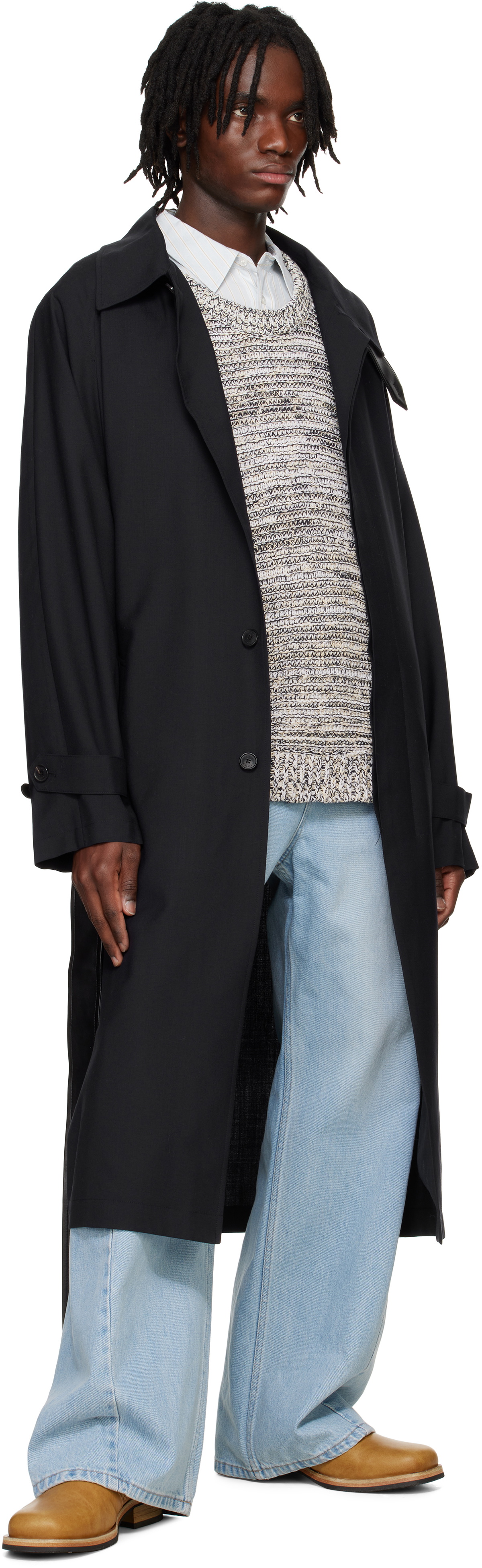 System Navy Summer Wool Single Coat