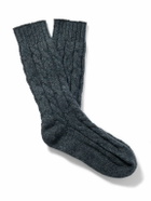 Johnstons of Elgin - Cable-Knit Donegal Cashmere-Blend Socks