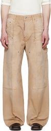 Dsquared2 Beige Garment Dyed Baggy Carpenter Trousers