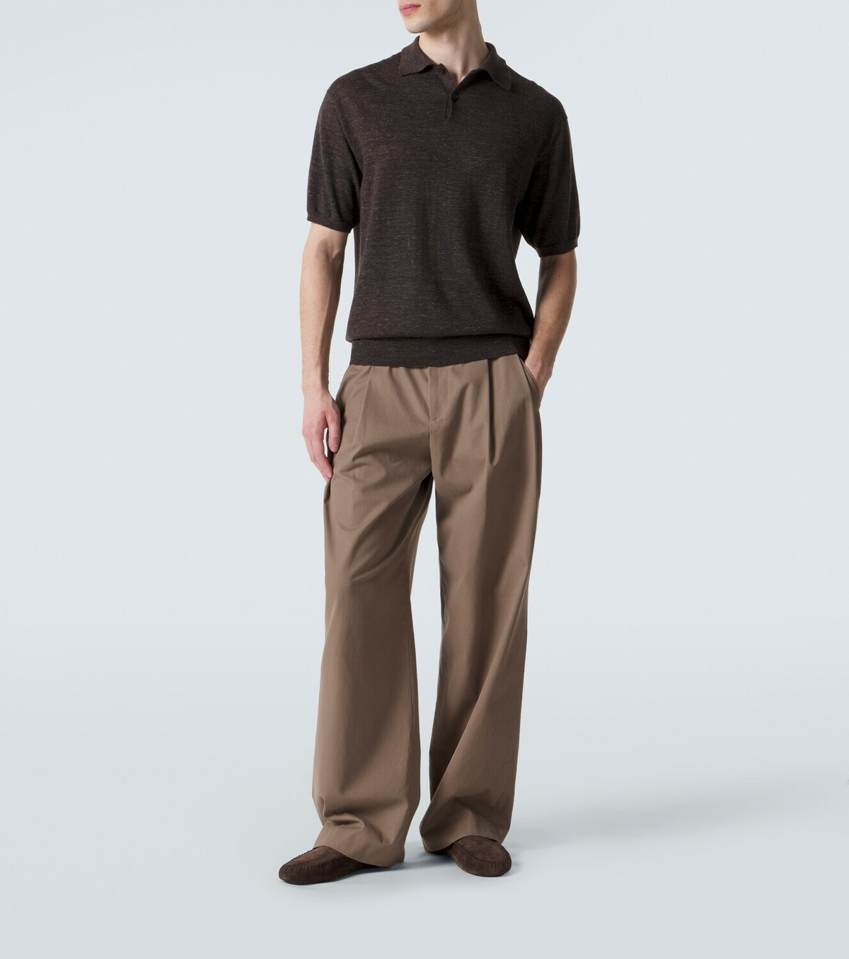 The Row Borges cashmere, silk, and linen polo shirt