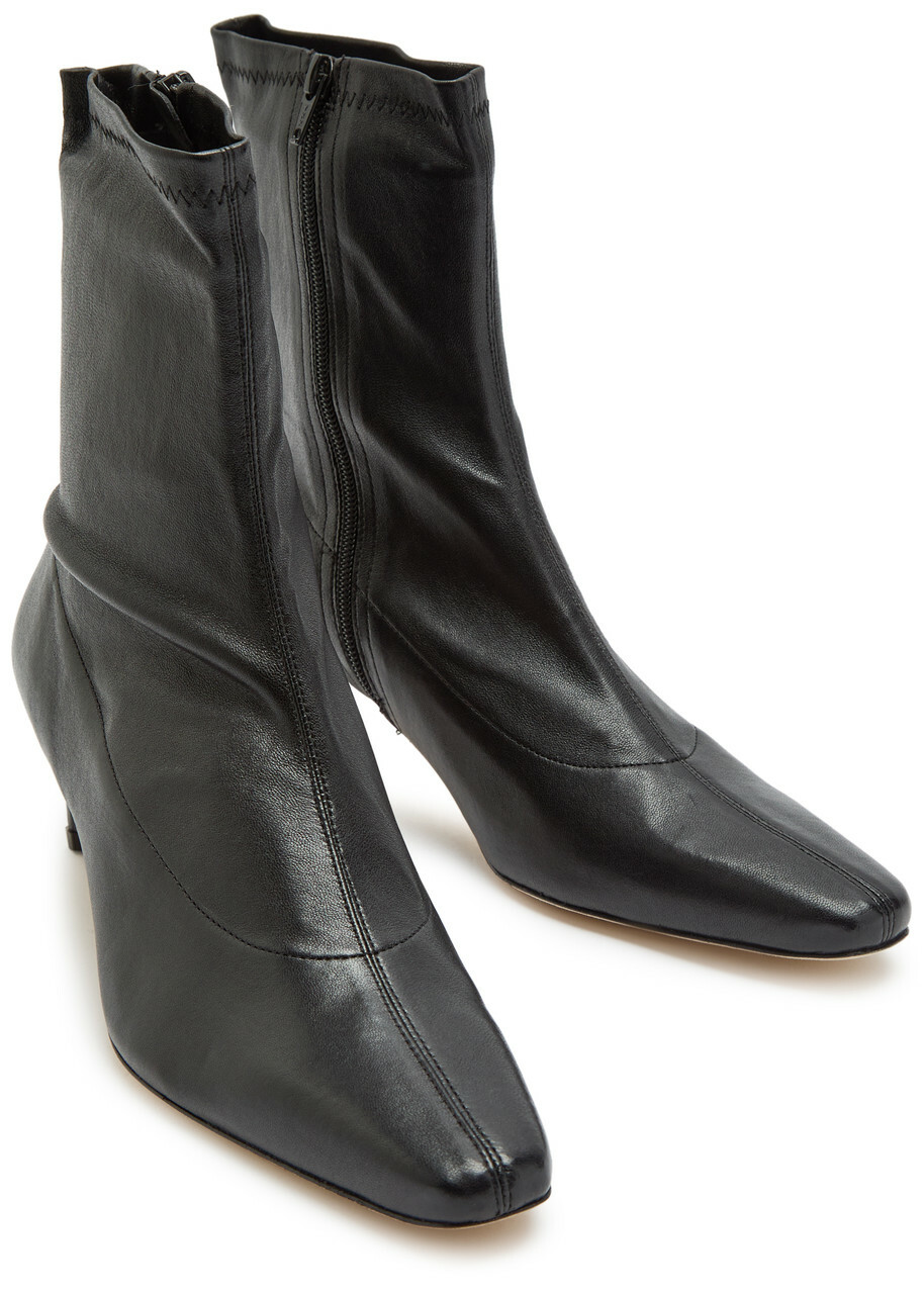 Staud Wally Leather Ankle Boots Black