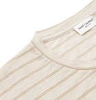 SAINT LAURENT - Metallic Striped Modal-Blend Jersey T-shirt - Neutral