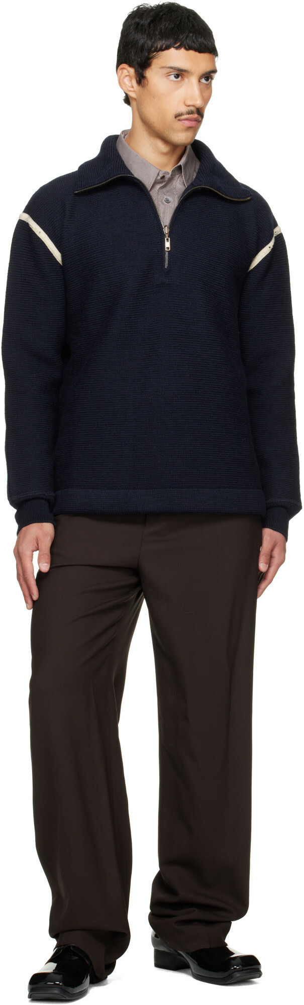 Maison Margiela Brown Elbow Patch Sweater