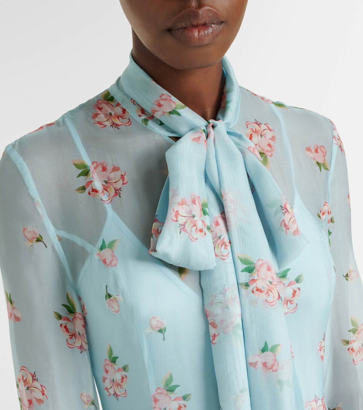 Leo Lin Lilith bow-detail floral chiffon maxi dress