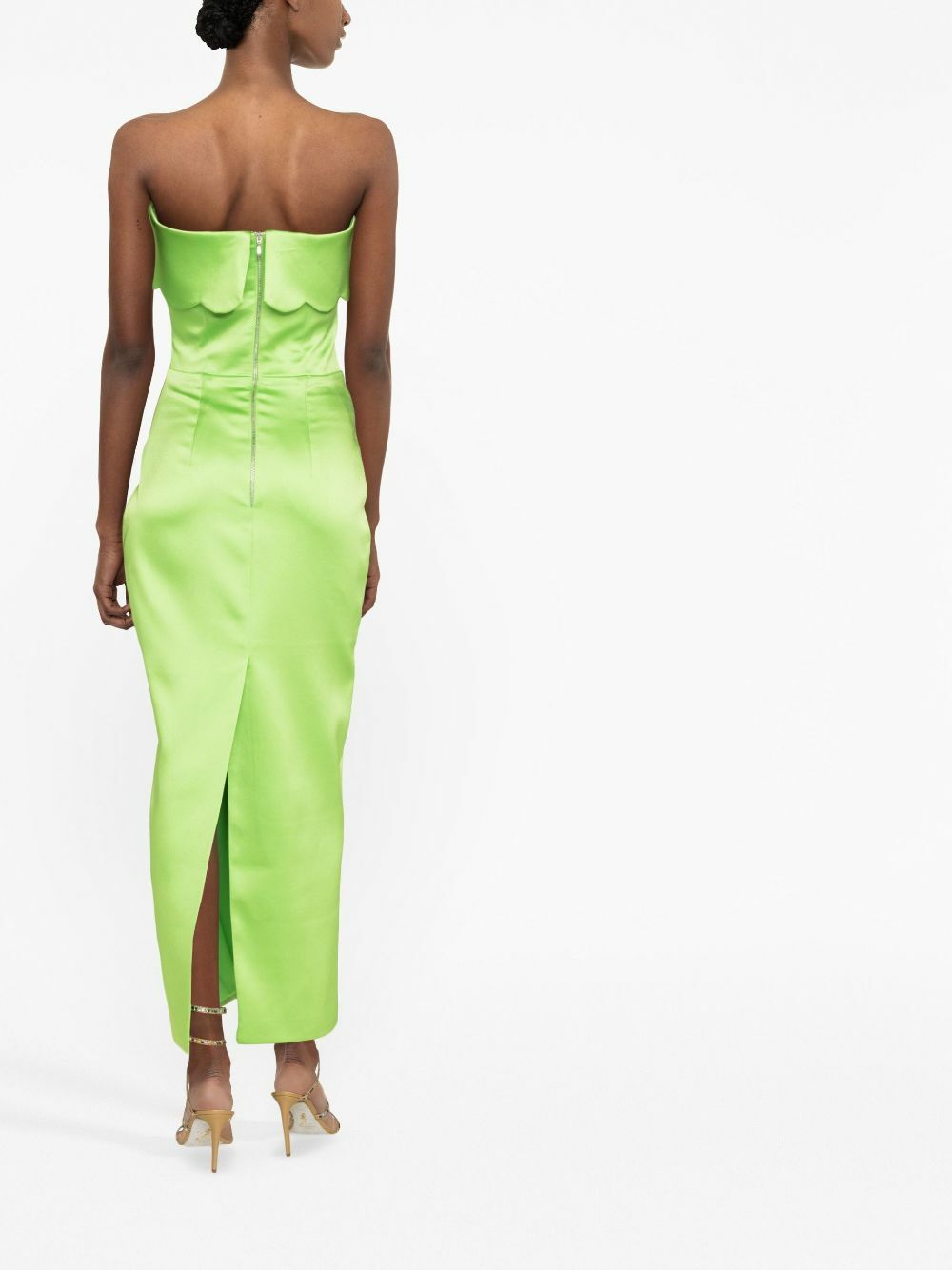RASARIO Green Scalloped Strapless Dress Rasario