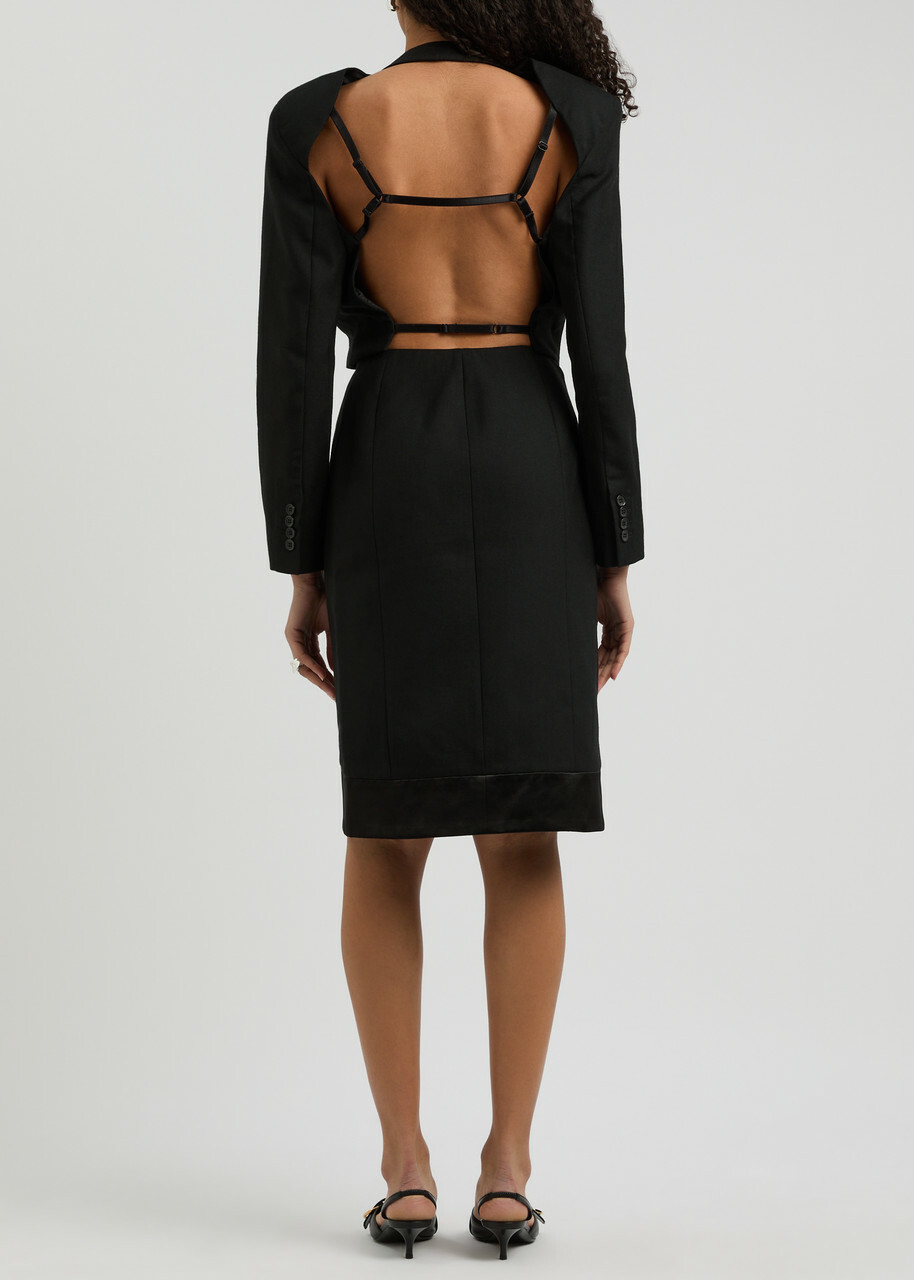 Bettter Agnelli Open-back Wool Dress Black